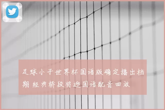 足球小子世界杯国语版确定播出档期 经典桥段将迎国语配音回放